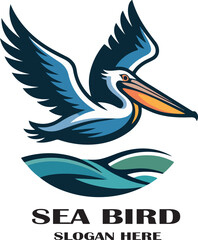 Fototapeta premium california bird beach logo icon vector white background .