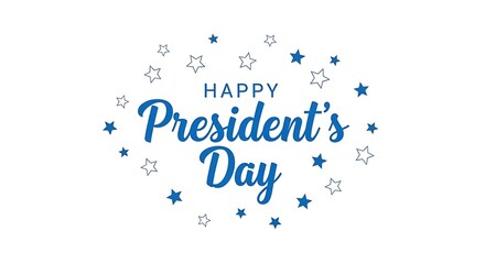 Obraz premium Festive blue script typography celebrating happy president's day surrounded by stars illustration design