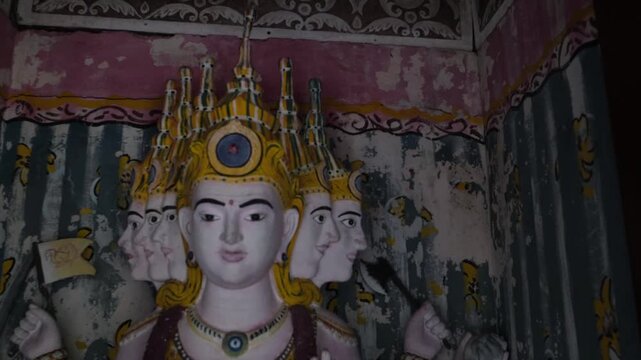 The decoration and statues of the Sima Malaka Temple located on Lake Beira in Colombo, Sri Lanka.