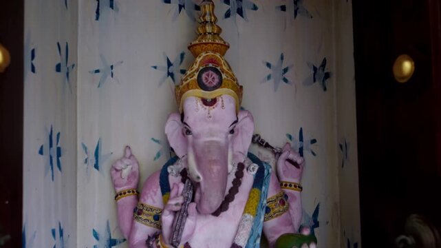 The decoration and statues of the Sima Malaka Temple located on Lake Beira in Colombo, Sri Lanka.