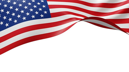 Fototapeta premium Waving american flag on white background