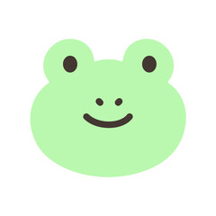 Fototapeta premium Flat illustration of a smiling frog face with big round eyes. Perfect for nature themes, kids illustrations, amphibian characters, and playful designs.