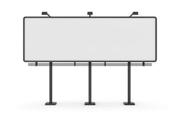 Obraz premium Blank billboard with black frame and supports on white background advertising display