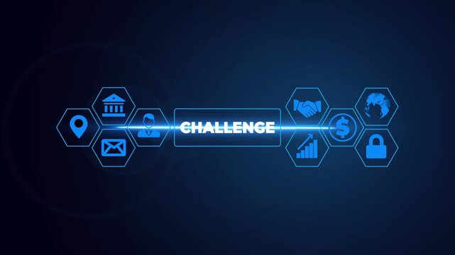 Text sign showing Challenge. Business photo showcasing process of provoking or testing physiological activity by exposure Grids and different set up of the icons latest digital technology concept