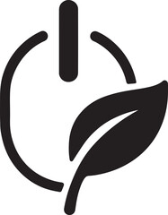 Power switch with leaf shadow detail, symbolizing green energy and eco-friendly lighting icon