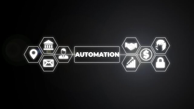 Automation Innovation technology concept. Businessman pressing button on screen.