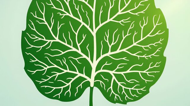 Minimalist stylized plant stem illustration on solid green background