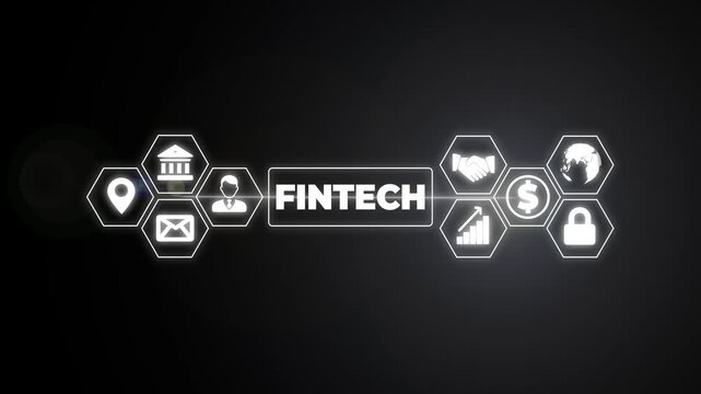 Fintech financial technology digital money internet banking concept on screen.