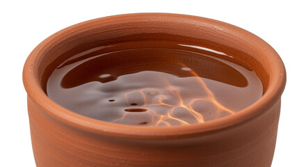 Traditional Clay Cup with Wavy Liquid