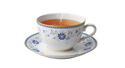 Elegant Steaming Hot Tea in Floral Teacup