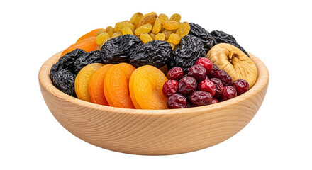Assorted Dried Fruits in Wooden Bowl