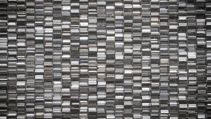 Abstract Geometric Pattern Of Silver Metallic Tiles With Subtle Reflections In Modern Design
