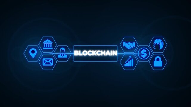 Blockchain Cryptocurrency FInancial technology concept on screen.