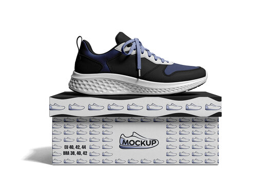 Running Shoe On Box Mockup