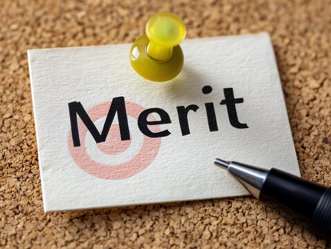 メリットを示すカードにピンを留めて重要な判断材料や強みを明確に伝えるビジネスイメージ