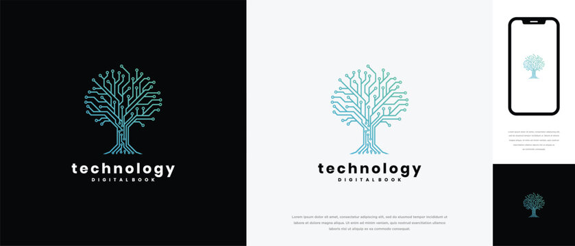Digital Tree Logo Technology Innovation Growth Network.