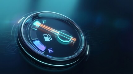 Full Tank A Glowing Fuel Gauge Illustration.