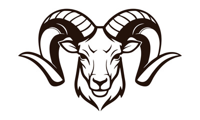 goat's head with horn logo vector