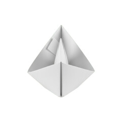 Origami Paper Boat Floating on Green Surface