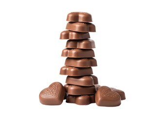 A delightful assortment of chocolate truffles stacked in a tempting tower isolated on transparent background