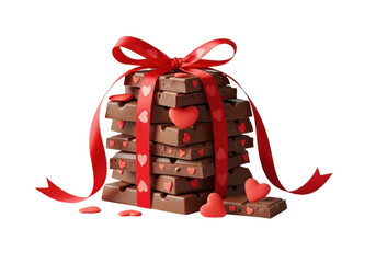 A beautifully wrapped gift box adorned with a vibrant red ribbon. isolated on transparent background