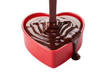 A close-up view of a red heart-shaped waffle iron with a handle isolated on transparent background