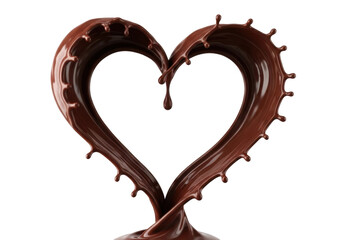 A heart shape made of dark chocolate with intricate designs on a white background isolated on transparent background