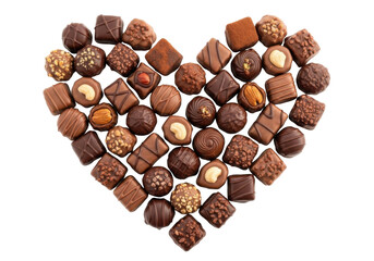 A heart-shaped arrangement of various types of nuts and seeds. isolated on transparent background