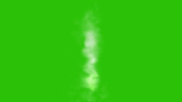 White steam ring on green screen background. Moving white smoke overlay effect. Slow motion of fume rising up. Thin smoke looping animation. Hot steam rises. Ideal for compositing, Visual effects. 4K