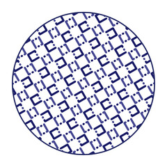 Porcelain plate with traditional blue on white design in Asian style. design pattern for background, plate, dish, bowl, lid, tray, salver, vector illustration art embroidery. cube pattern plate.