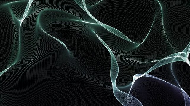 L&iacute;neas luminosas fluidas en loop 4K 60 fps, formas abstractas tipo seda/humo sobre negro, recurso para video