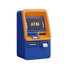 3d rendered image of a modern automatic teller machine with vibrant colors