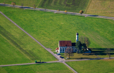 Obraz premium Autumn rural landscape with warm seasonal colors in Bavaria, Germany.