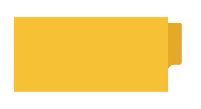 Yellow tab divider isolated on a clean white background, showcasing a simple rectangular design with a protruding tab on the side