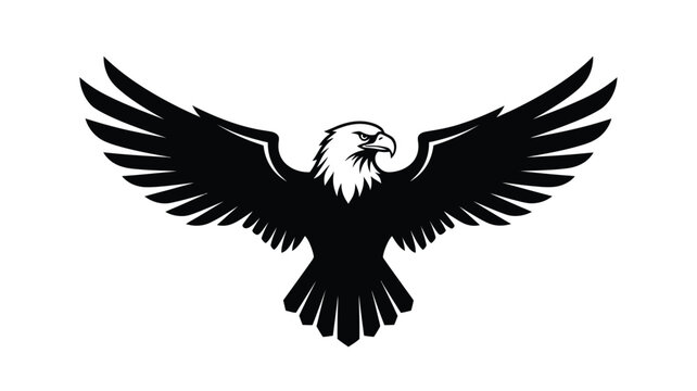 a striking black eagle with expansive wings poised and powerful silhouette