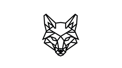 geometric fox head design illustration in black and white a striking silhouette © PAKE