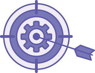 Obraz premium Colored Accurate Icon. Vector Illustration. Target, Gear, and Arrow. Correct, True. Achieving the End Result. Success Concept