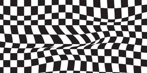 Black and white checkered pattern. Chess pattern. Black and white checkered background. 3D checkered wallpaper. vector illustration