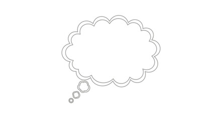 Fototapeta premium Simple black outline of a blank thought bubble on a white background
