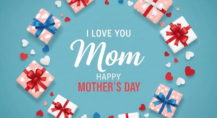 Obraz premium Happy mothers day wishes for mom with gifts and love