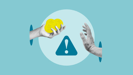 Bribery and Corruption Concept, Illegal Cash Payment and Refusal Warning, Hands Offering Money with Stop Symbol, Anti Corruption and Crime Prevention