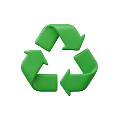 3d rendered recycling symbol with green color and three arrows forming a triangle
