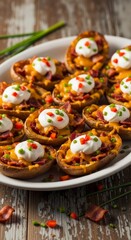 Delicious Baked Potato Skins with Toppings.
