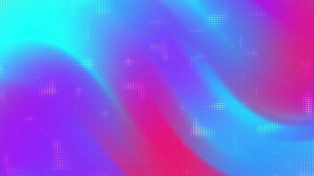 Seamless loop gradient mesh distortion abstract background video with vibrant blue, purple, and pink fluid waves and holographic grid textures for tech design.