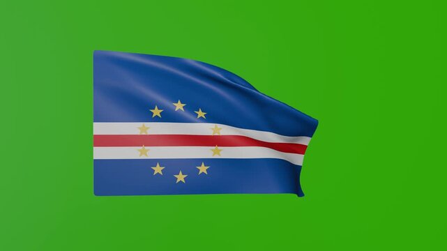 Cape Verde Flag Waving on Green Screen Background