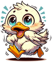 A duck stepping back in shock