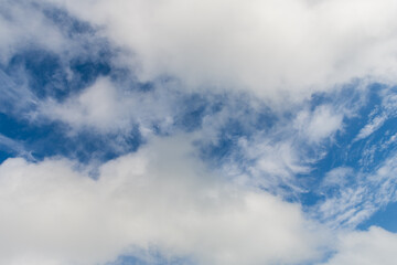 Obraz premium Skyscape and cloudscape. Sky with clouds. Cloudy skyscape background. Cloudscape sky background. Cloud in the sky. Background with cloud. Gloomy sky with overcast clouds. Blue expanse