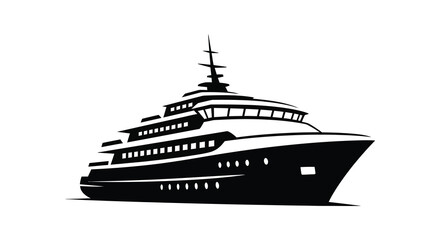 Fototapeta premium A striking black and white silhouette depicts a large luxurious cruise ship sailing on calm waters high quality