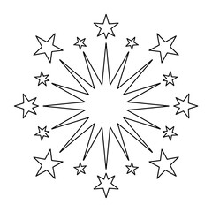 Fototapeta premium Sparkle line vector set with burst effects and star shapes radiating outward in symmetrical pattern featuring stars, outline, black with white and design elements for illustration, graphic projects,