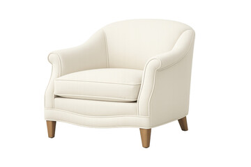 Fototapeta premium White classic armchair with upholstered fabric for home decor and comfortable living space, transparent background